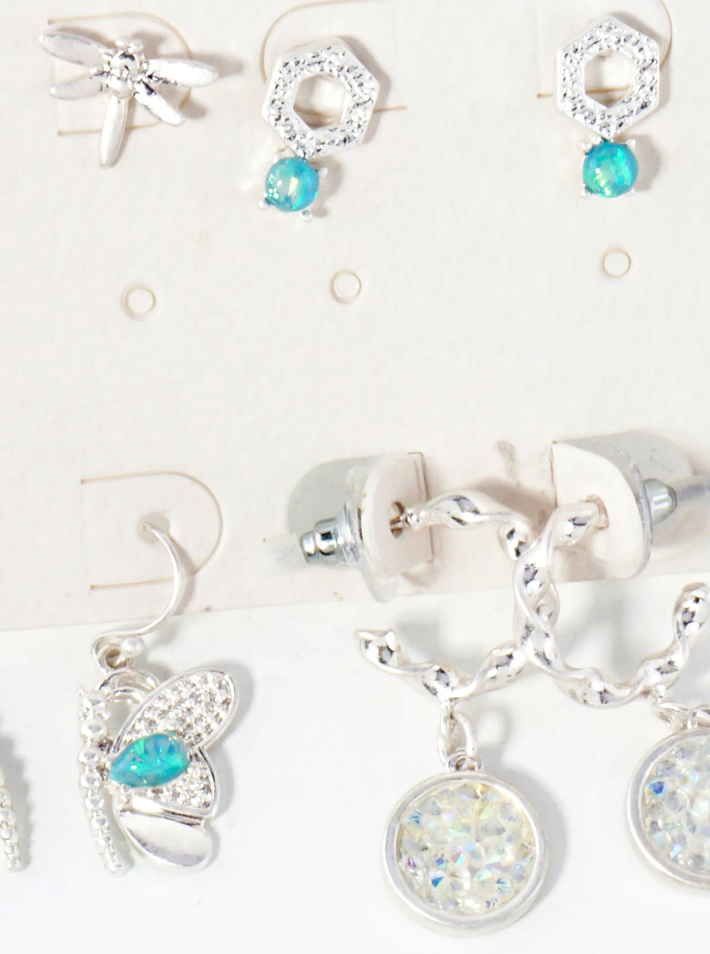 4-PC Dragonfly Butterfly Stud Dangle Earrings Set