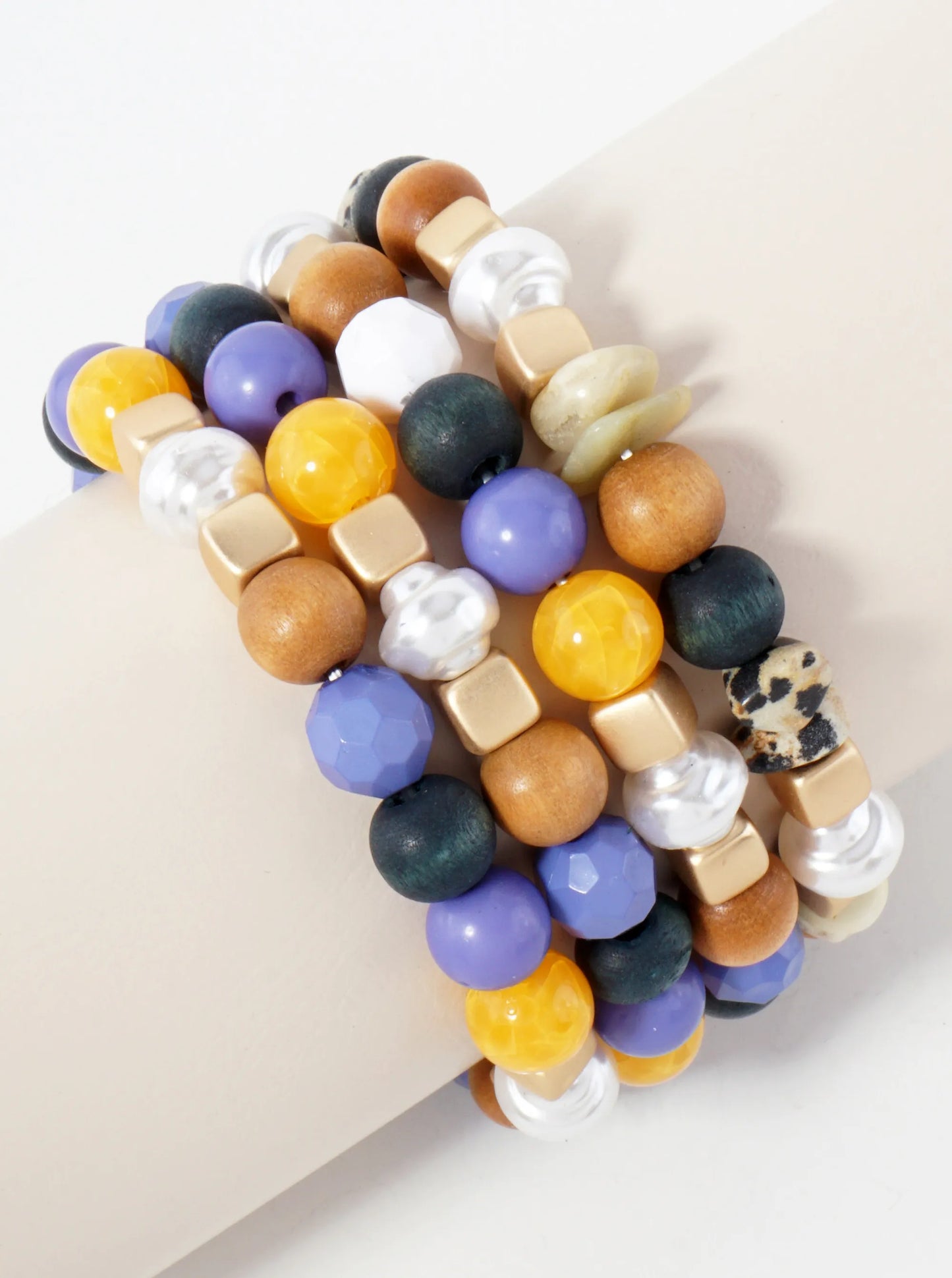 4-PC-Set Multi Beaded Stackable Stretch Bracelet