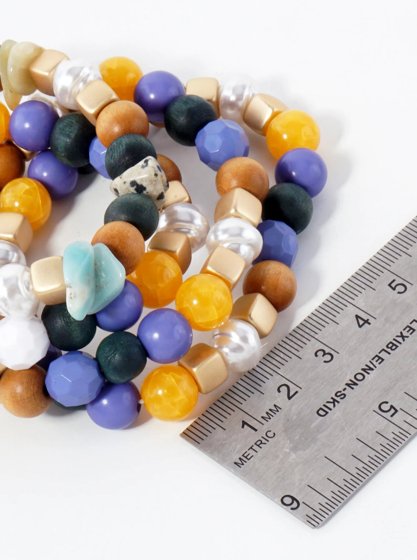 4-PC-Set Multi Beaded Stackable Stretch Bracelet