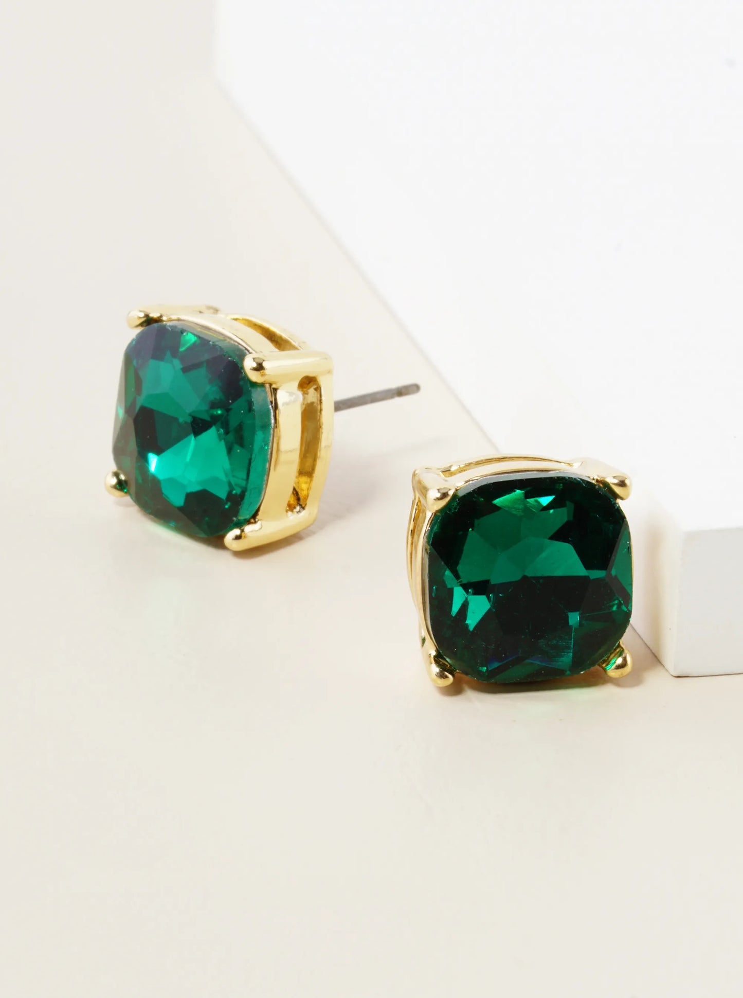 4-Prong Faceted 12mm Stone Post Stud Earrings