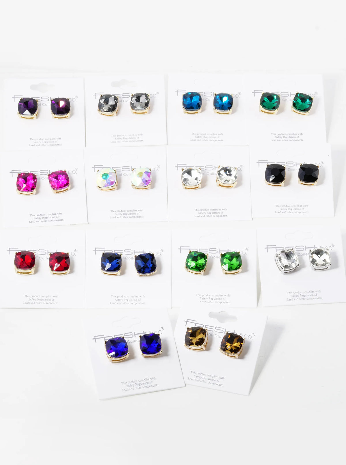 4-Prong Faceted 12mm Stone Post Stud Earrings