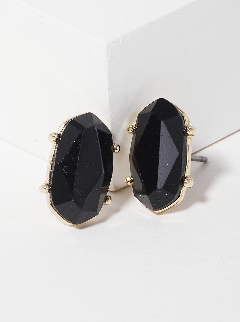 4-Prong Faceted Glass Bead Post Stud Earrings