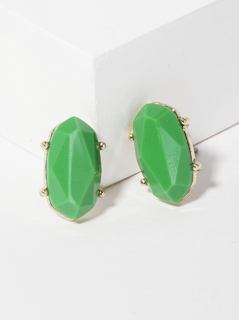 4-Prong Faceted Glass Bead Post Stud Earrings