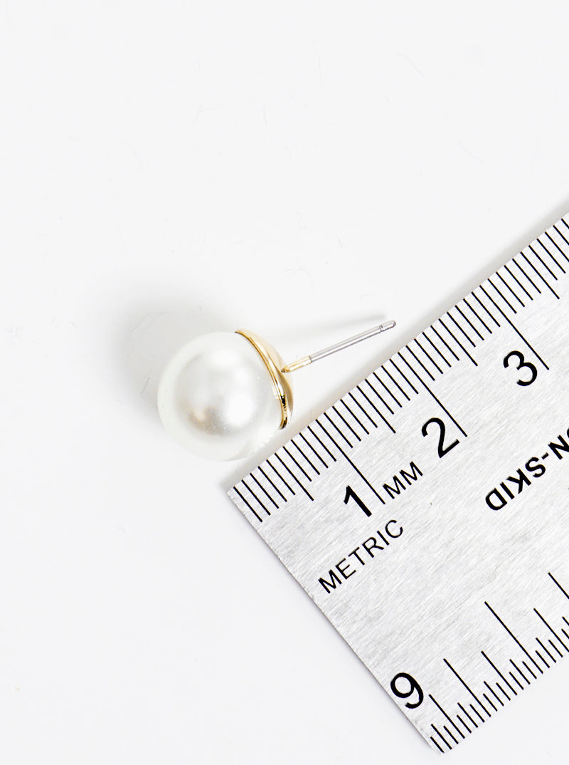 4 To 12mm Set Of 5 Glass Pearl Post Stud Earrings