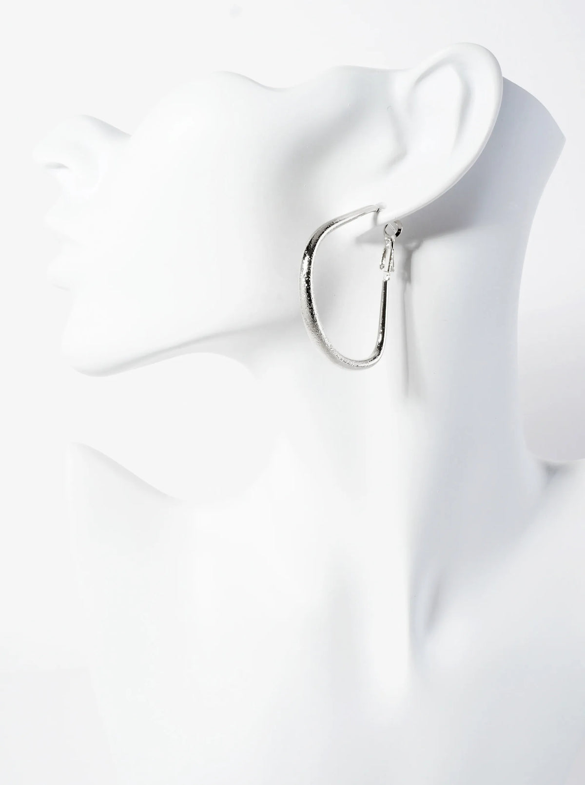 40mm 14K-Gold-Dipped Shimmer-texture Circular-Sector Tapered Latch-back Hoop Earrings