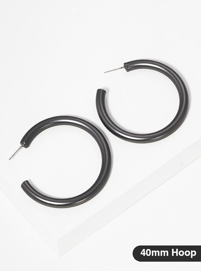 40mm Bold Brass Hollow Hoop Earrings