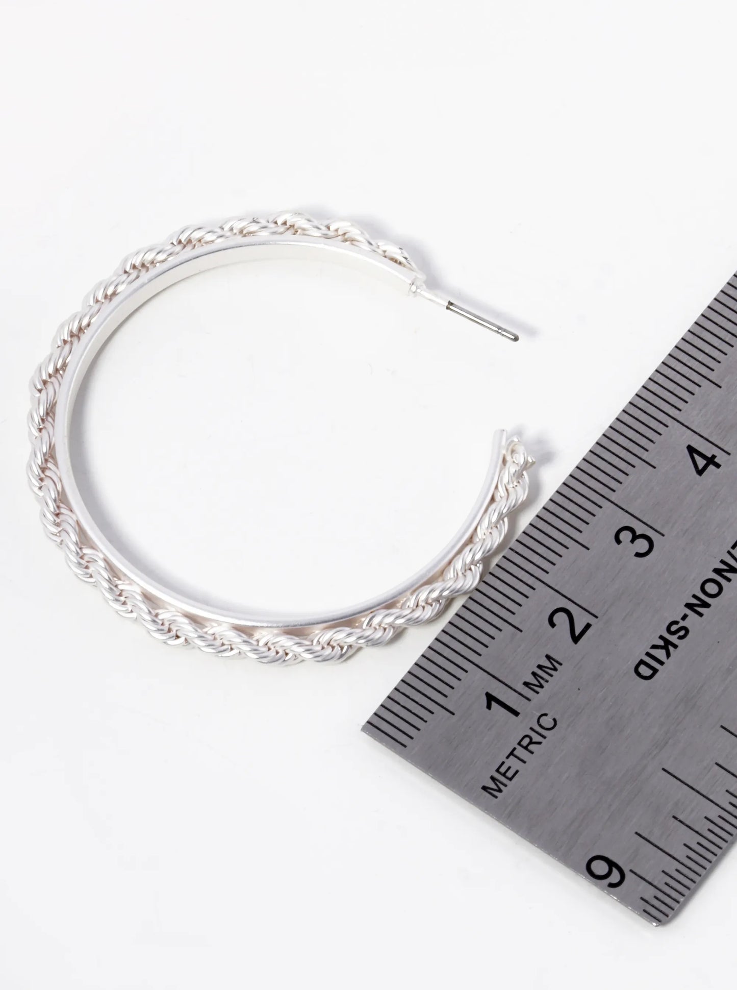 40mm Braided Rope Chain Open Hoop Earrings