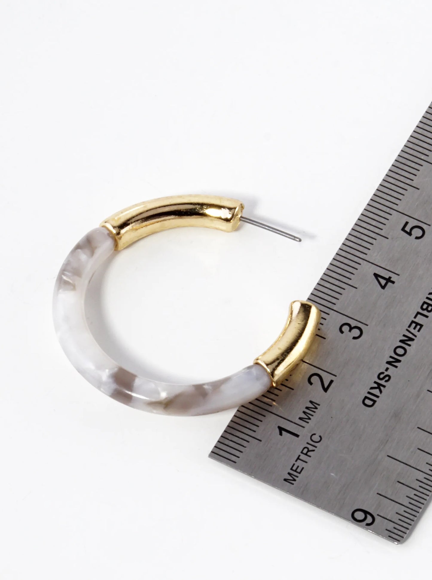 40mm Circular Acetate Hoop Earrings With Gold Accents
