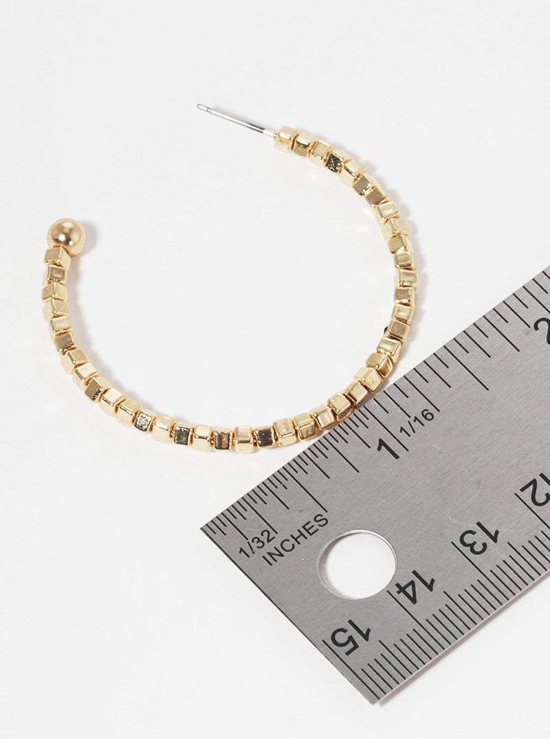 40mm Steel Wire With Cube Seed Bead Lightweight Hoop Earrings
