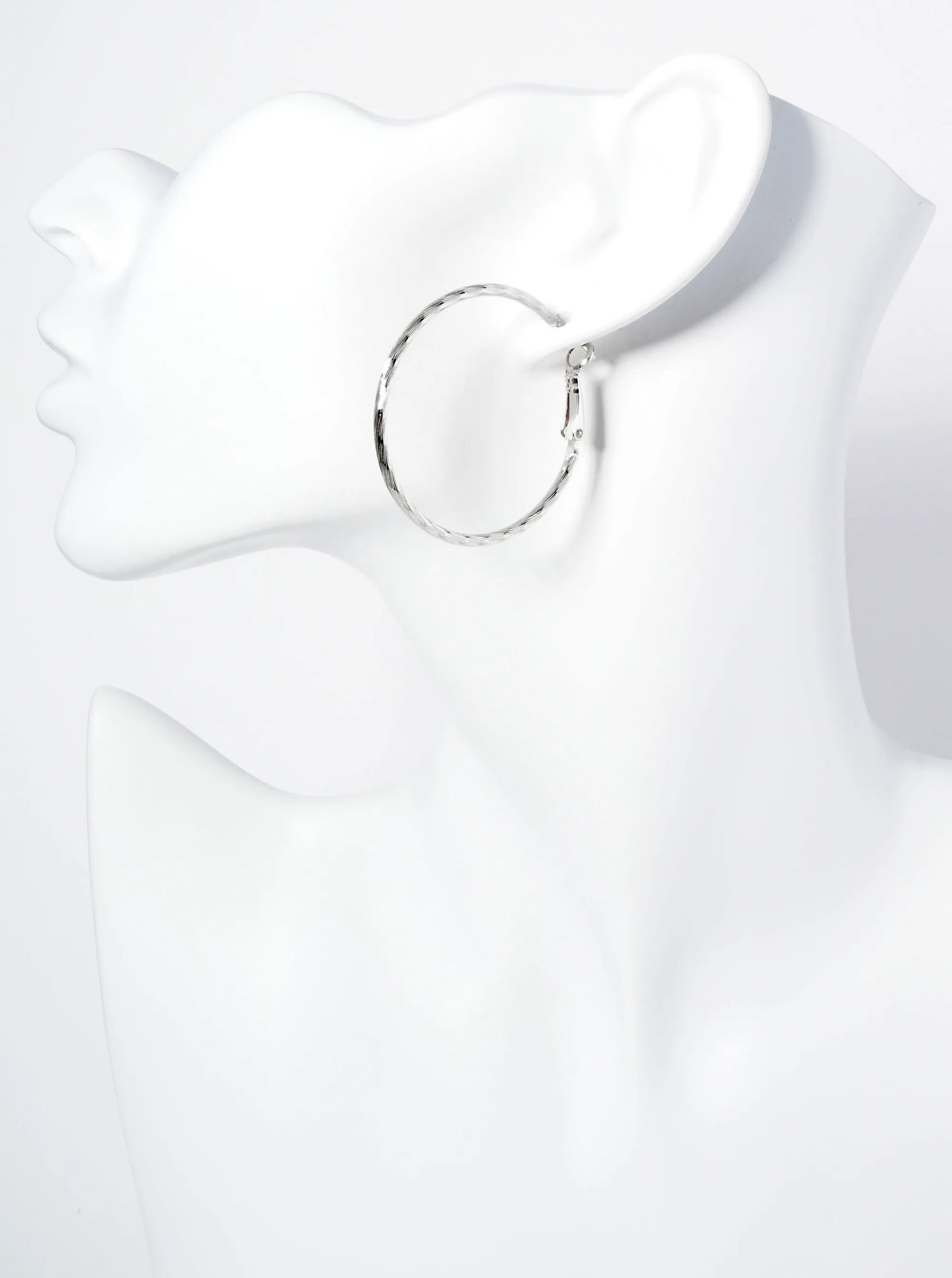 40mm Textured 14K-Gold-Dipped Latch-Back Hoop Earrings With 2mm Thickness