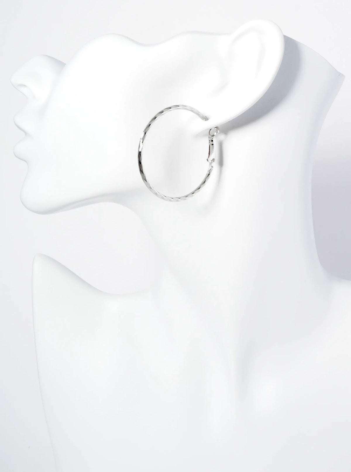 40mm Textured 14K-Gold-Dipped Latch-Back Hoop Earrings With 2mm Thickness