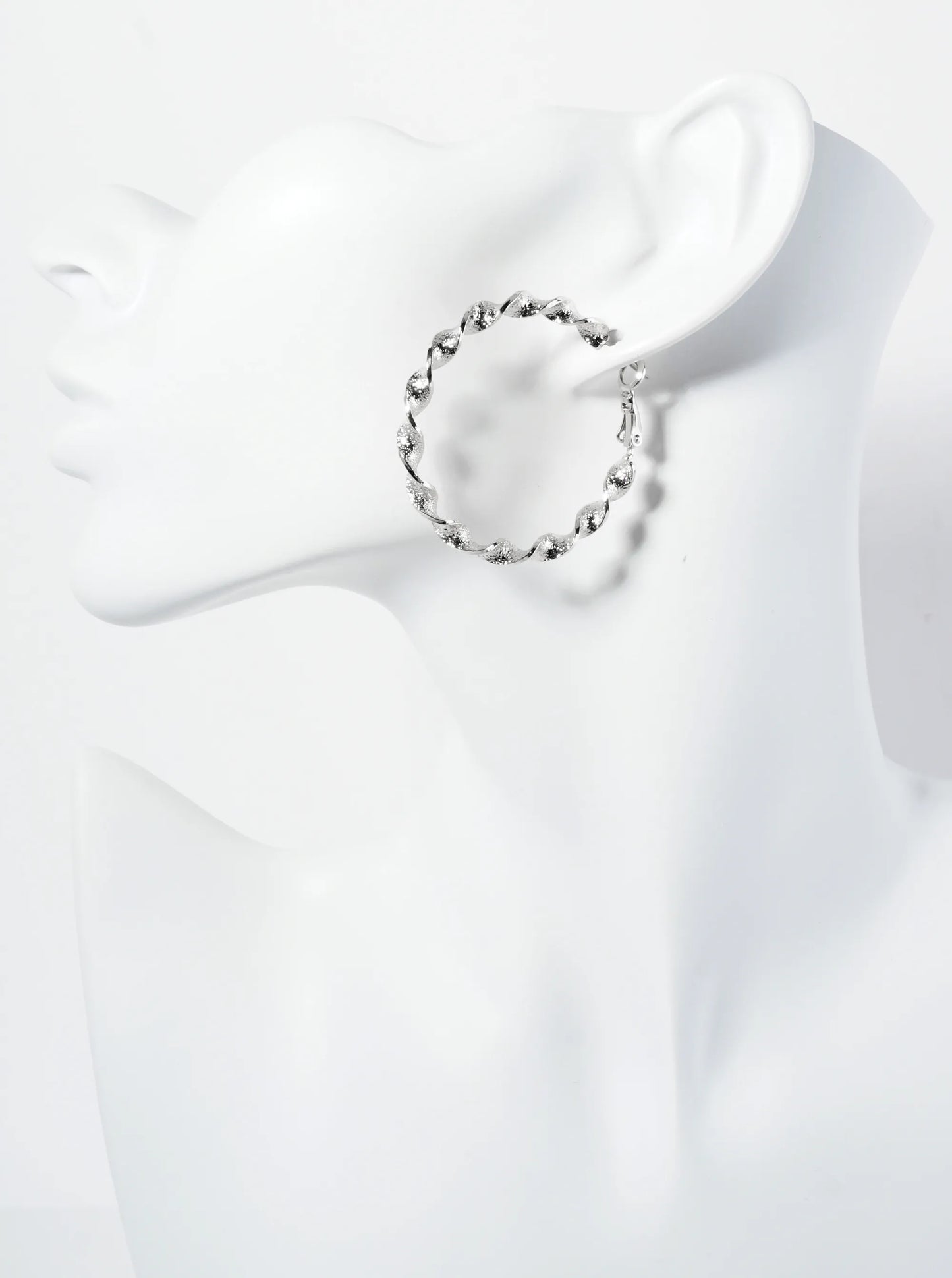 40mm Textured 14K-Gold-Dipped Twist Latch-Back Hoop Earrings