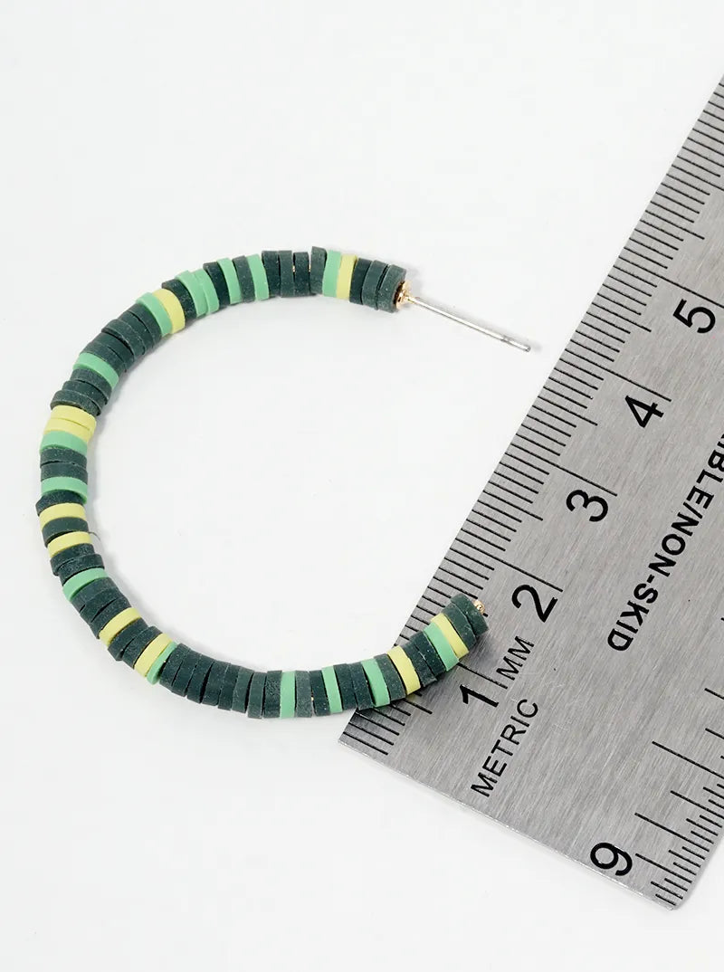 40mm Clay Beaded Open Hoop Earrings