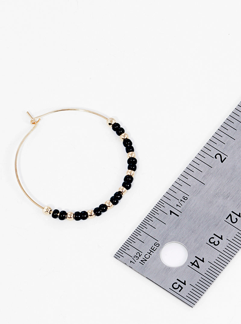 40mm Glass Beaded Lightweight Wire Hoop Earrings