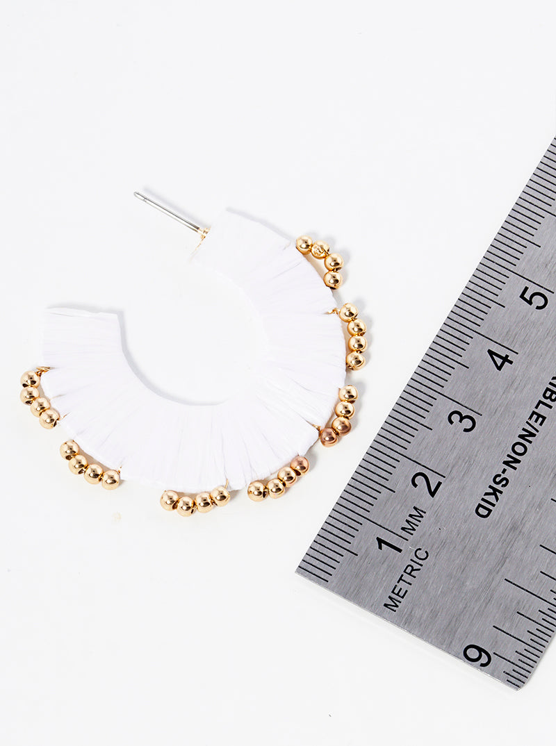 40mm Raffia Wrapped Open Hoop Earrings