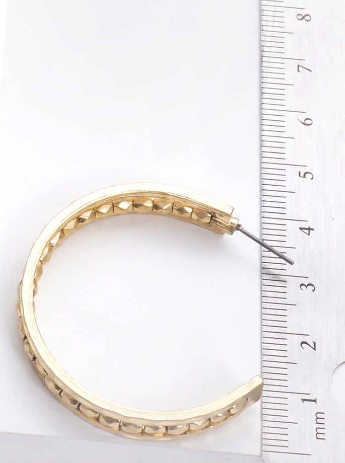 40mm Wired Beads Hammered Metal Hoop Earrings