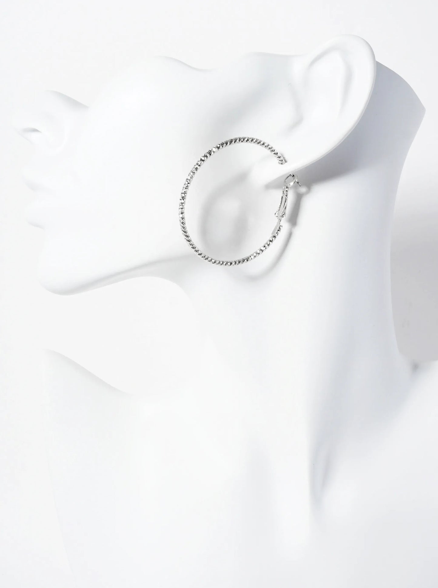43mm Textured Latch-back Hoop Earrings