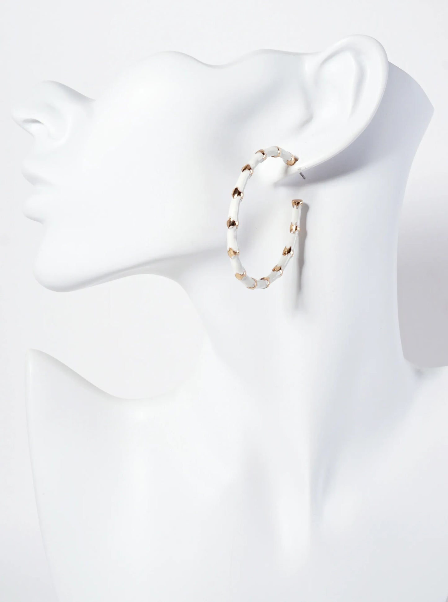 45mm Enamel Open Hoop Earrings With Gold Accents