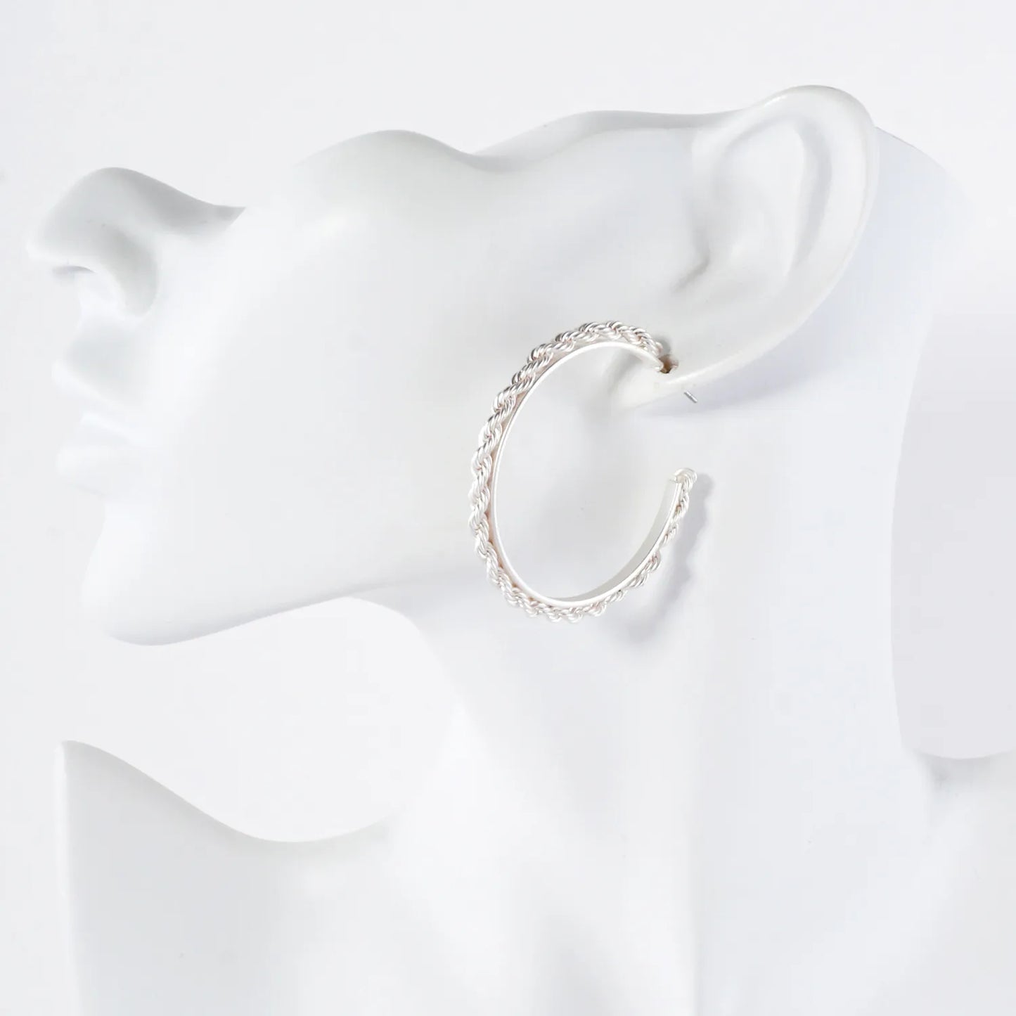 45mm Rope-Wrapped Look Push-Back Hoop Earrings