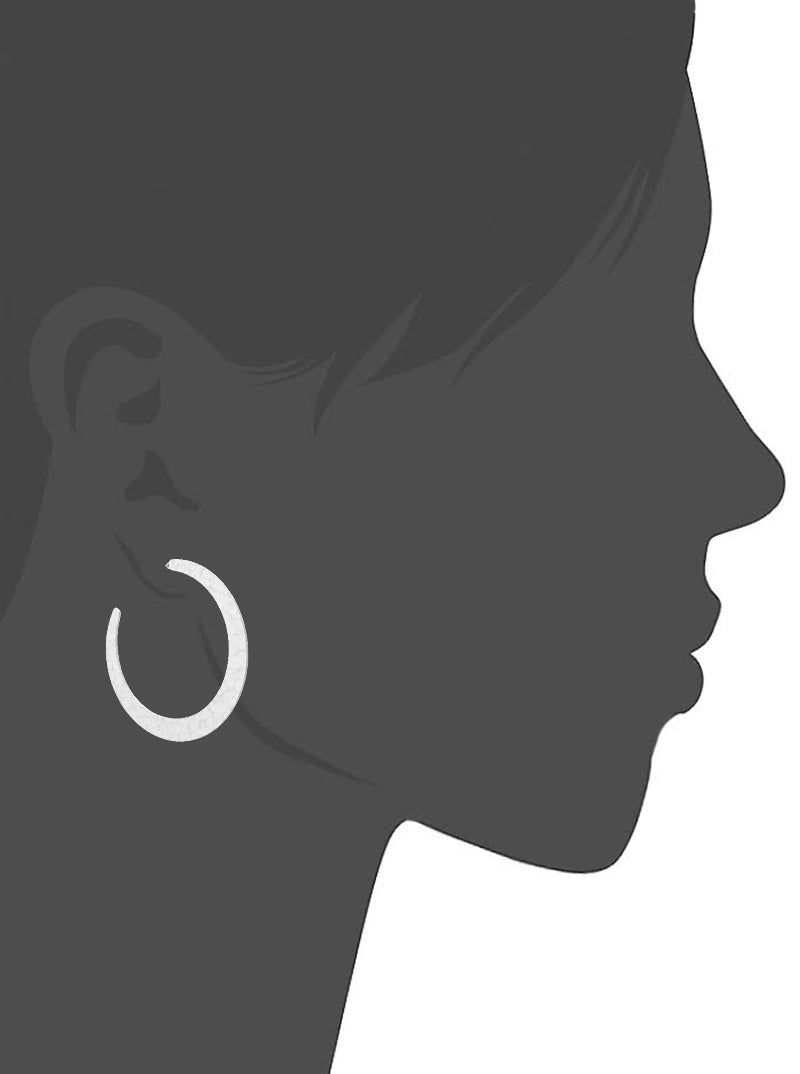 45mm Hammered Metal Flat Round Open Hoop Earrings