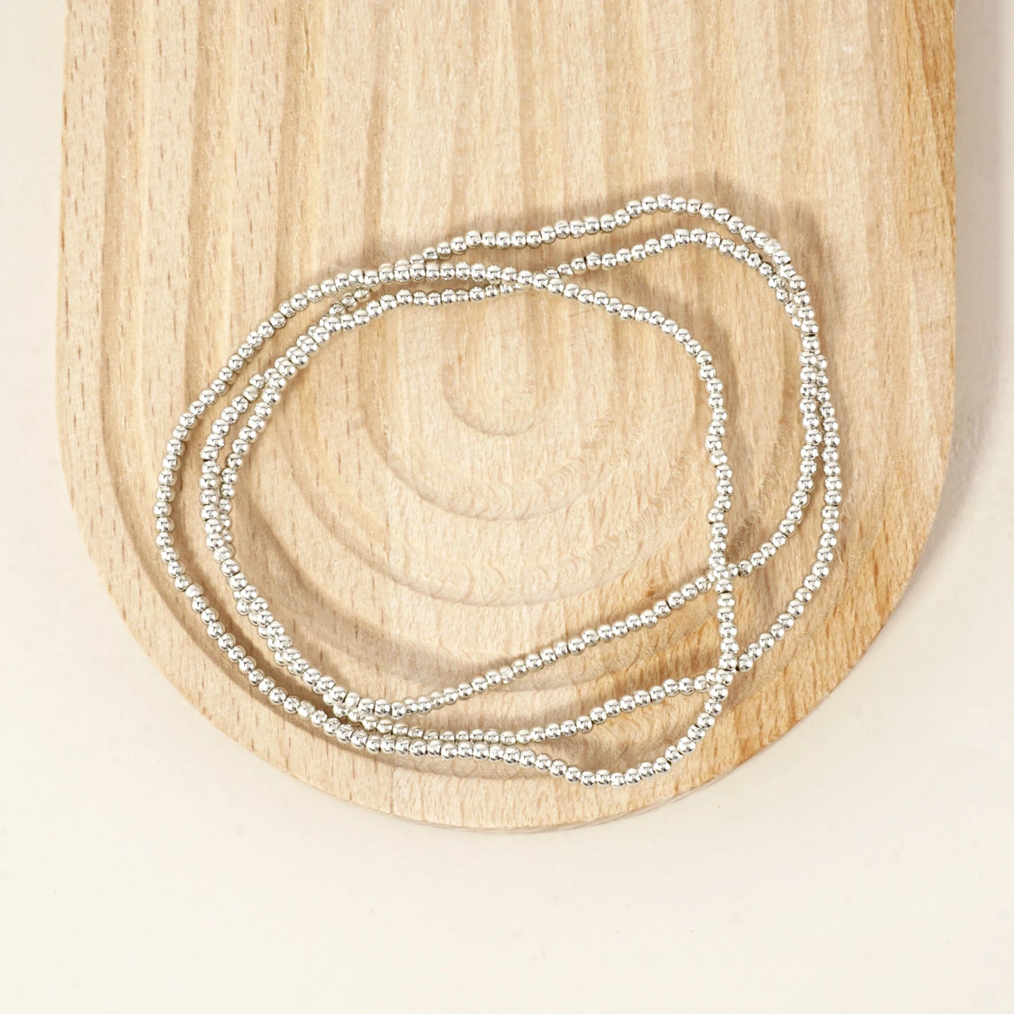 4PC-Set Skinny Metallic Beads Stackable Stretch Bracelets