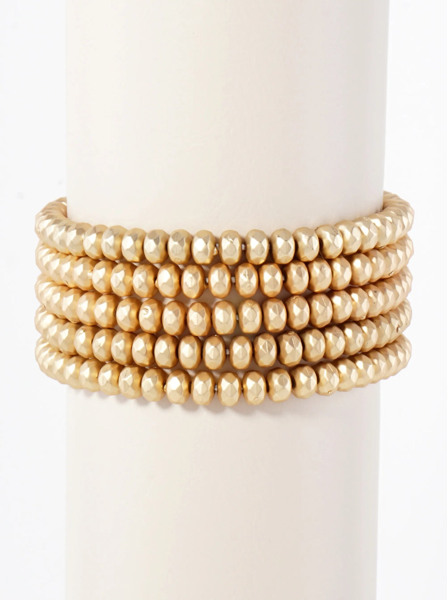 5-PC-Set 6mm Faceted Metallic-Beaded Stackable Stretch Bracelet