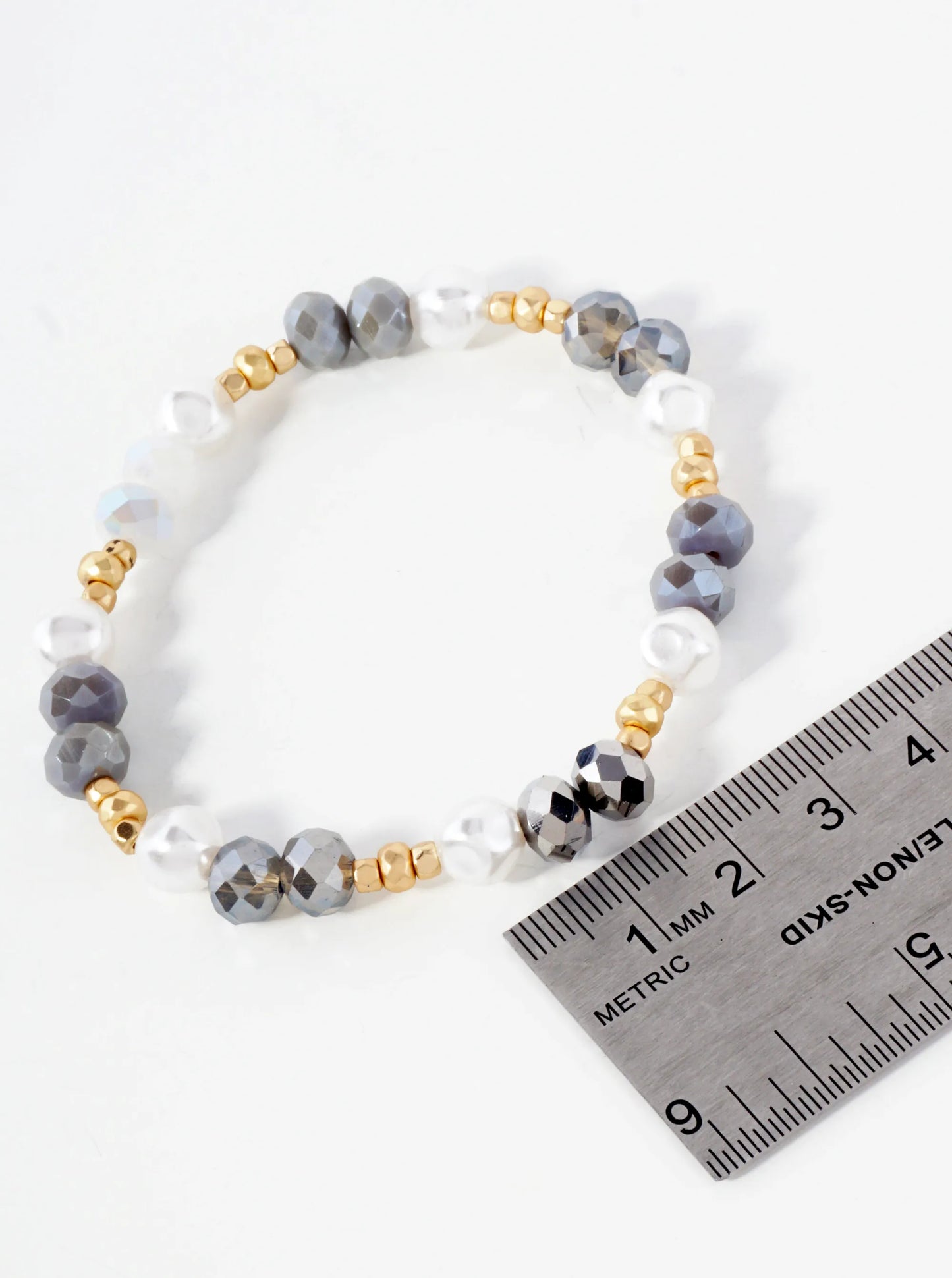 5-PC-Set Pearl Glass-Beaded Stackable Stretch Bracelet