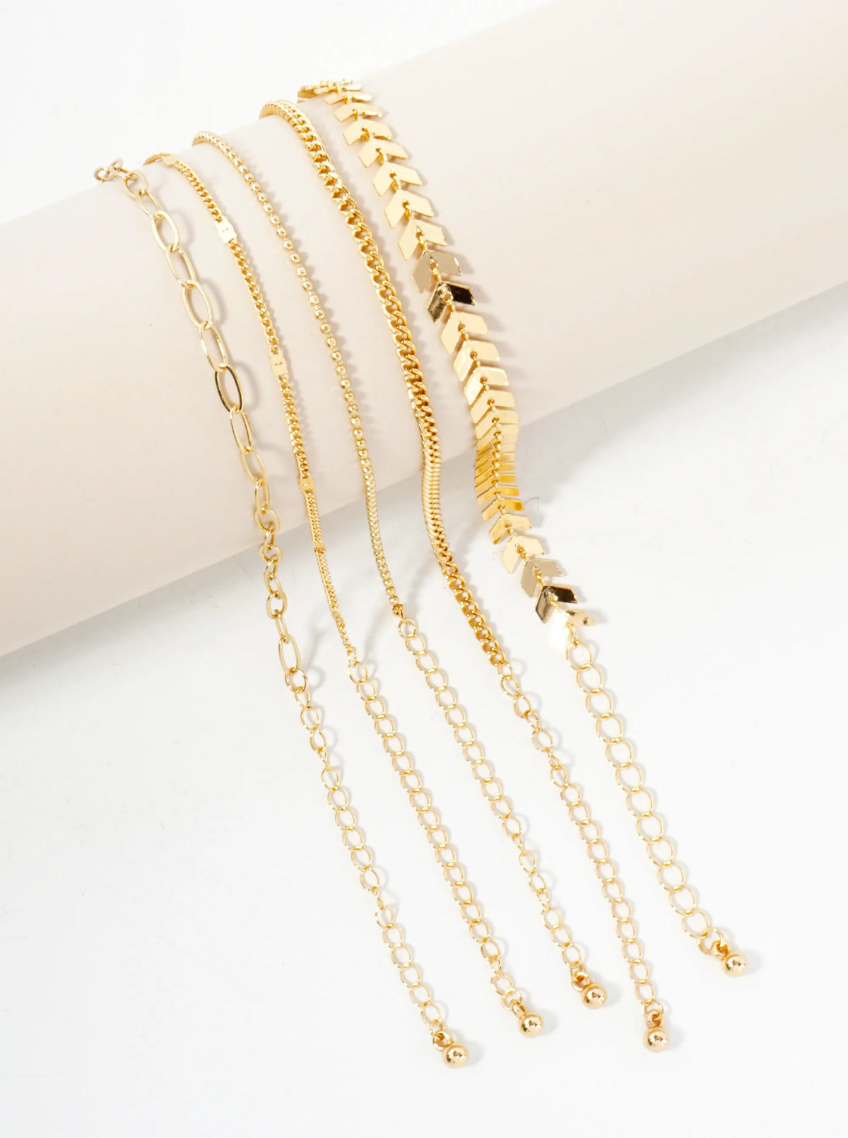 5-Piece Layered Stackable Chain Bracelet Set AB1517