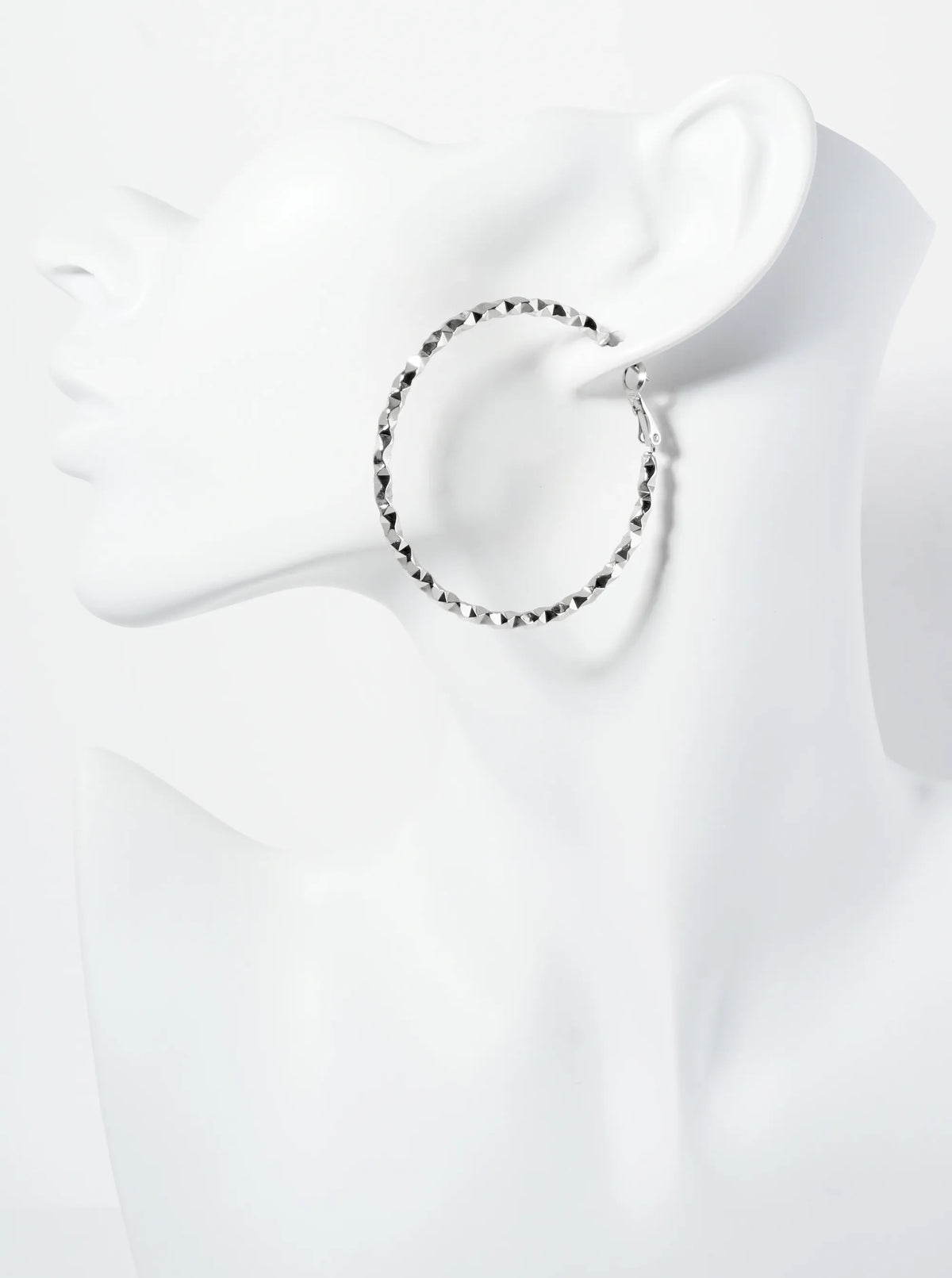 50mm 14K-Gold-Dipped Edgy Textured Latch-Back Hoop Earrings