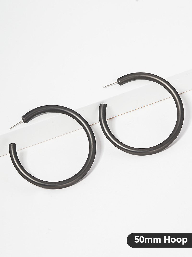 50mm Bold Brass Hollow Hoop Earrings