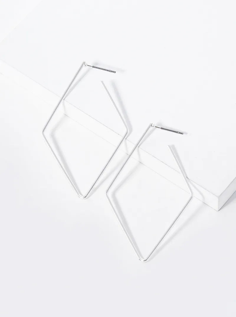 50mm Diamond Shape Open Hoop Earrings