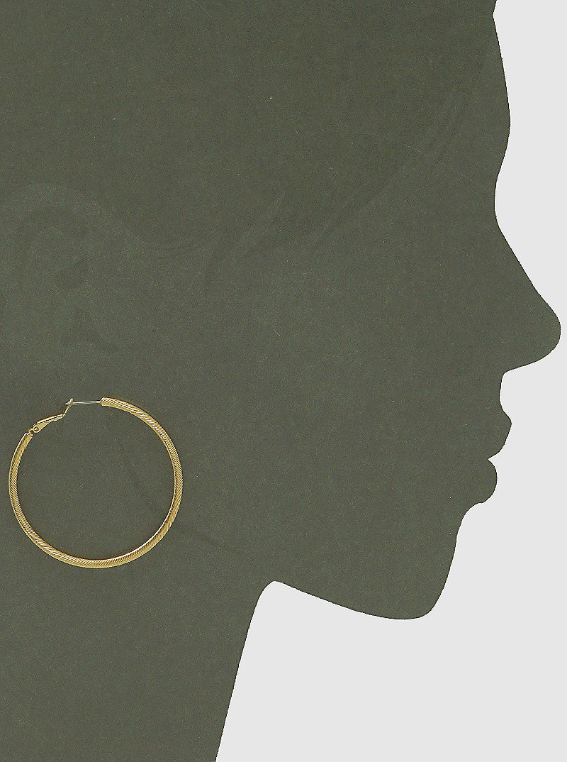 50mm Textured Metal Hoop Earrings