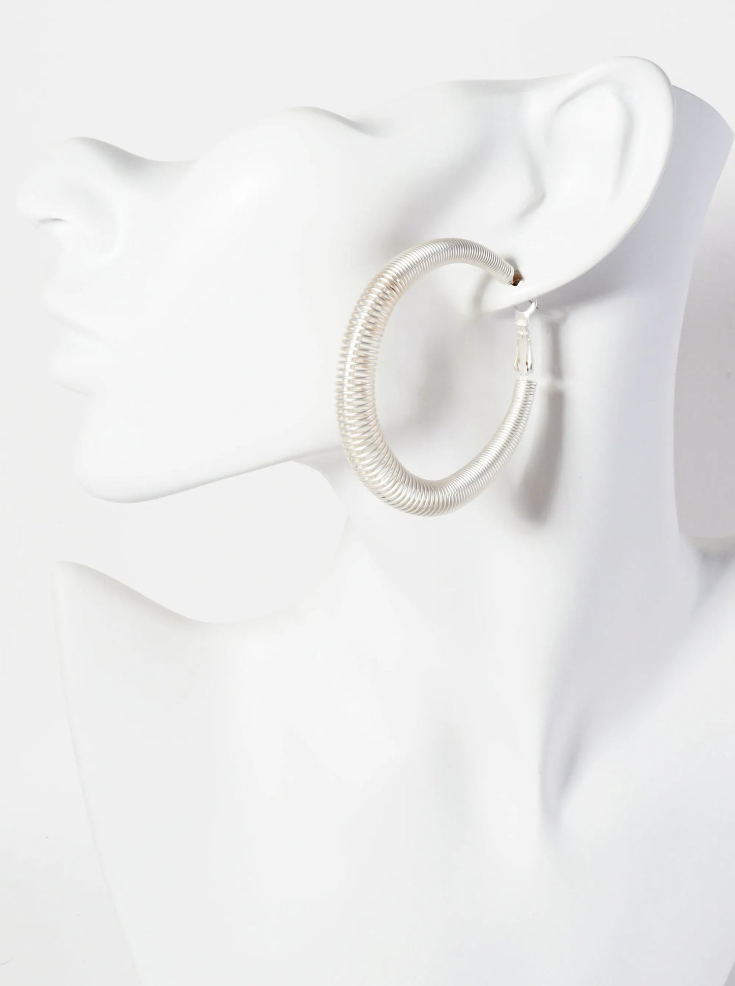 50mm Wire Spiral Tapered Latch-Back Hoop Earrings