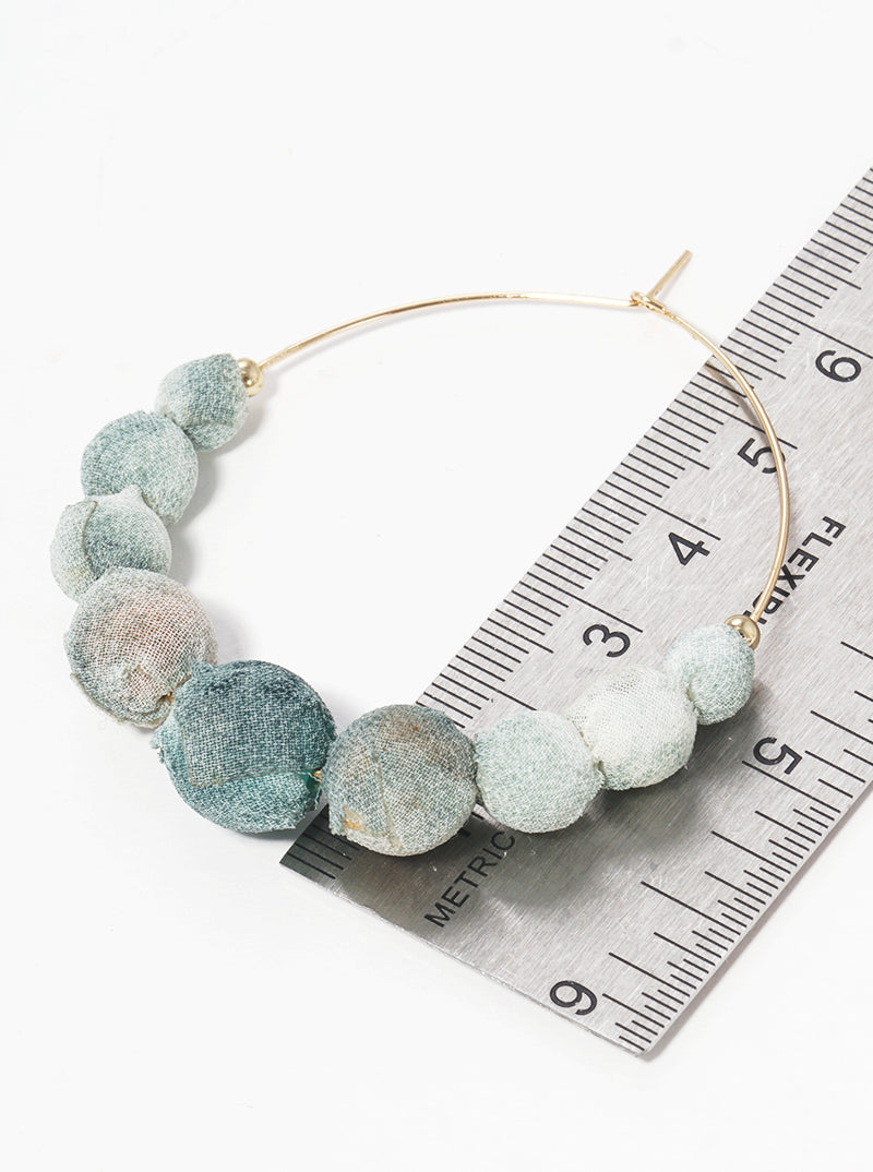 50mm Graduated Fabric Wrapped Bead Wire Hoop Earrings