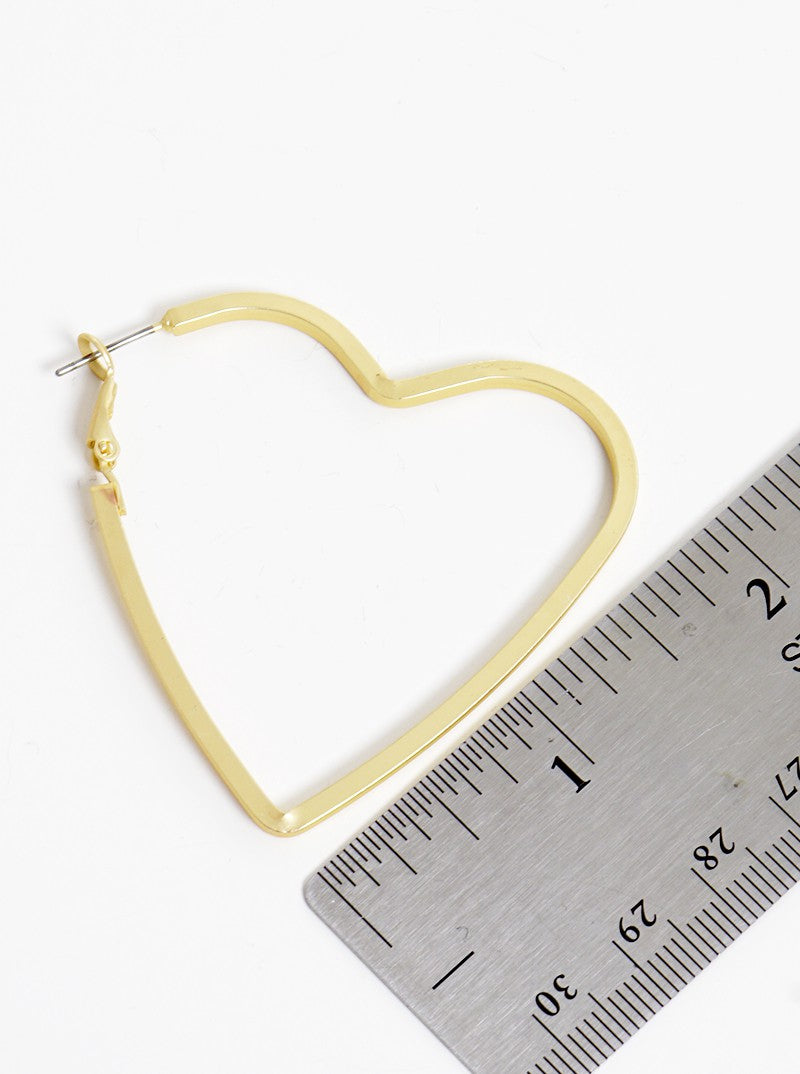 50mm Heart Shape Brass Hoop Earrings