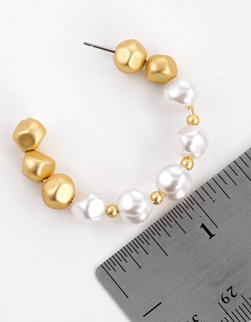 50mm Irregular Shaped Acrylic Pearl Open Hoop Earrings