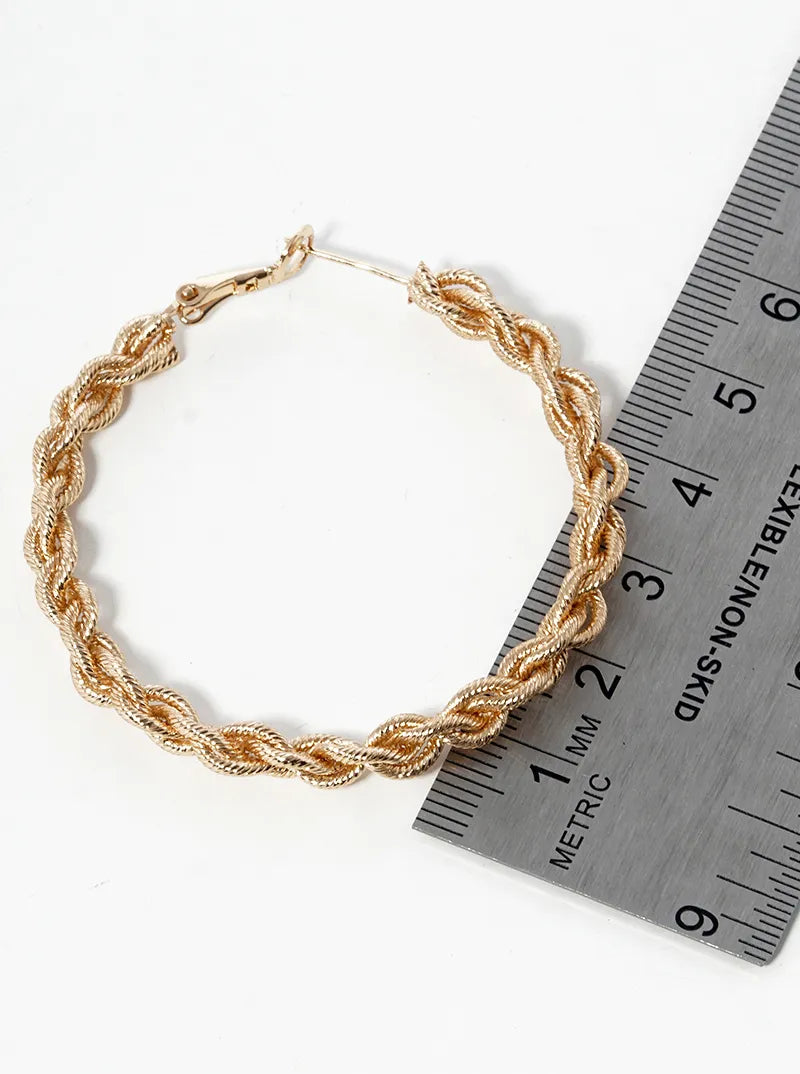 50mm Metal Twisted Omega-Back Hoop Earrings