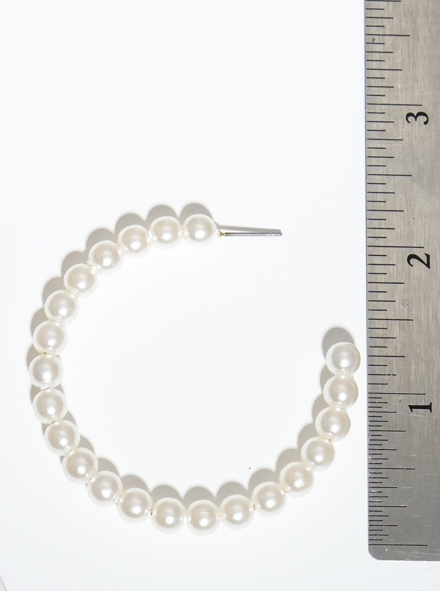 55mm Glass Pearl Steel Wire Hoop Earrings