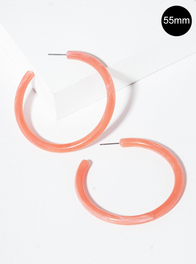 55mm Marbled Resin Hoop Earrings Peach