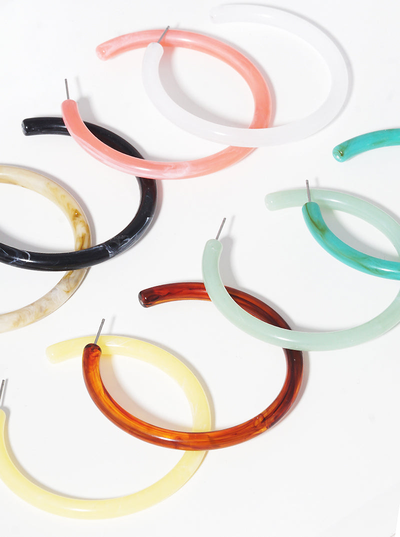 55mm Marbled Resin Hoop Earrings