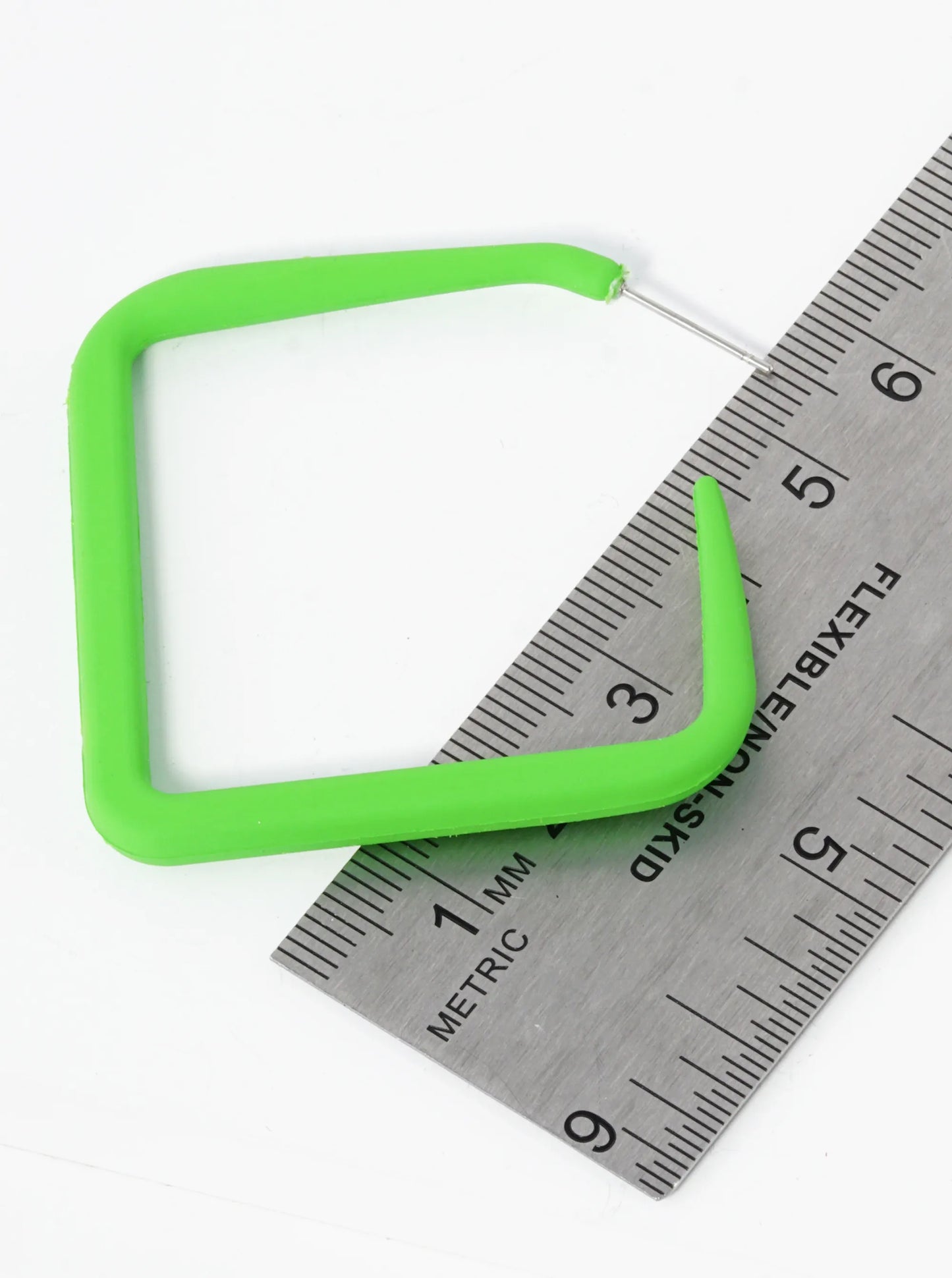 55mm Rubber Coated Rhombus Shape Hollow Hoop Earrings
