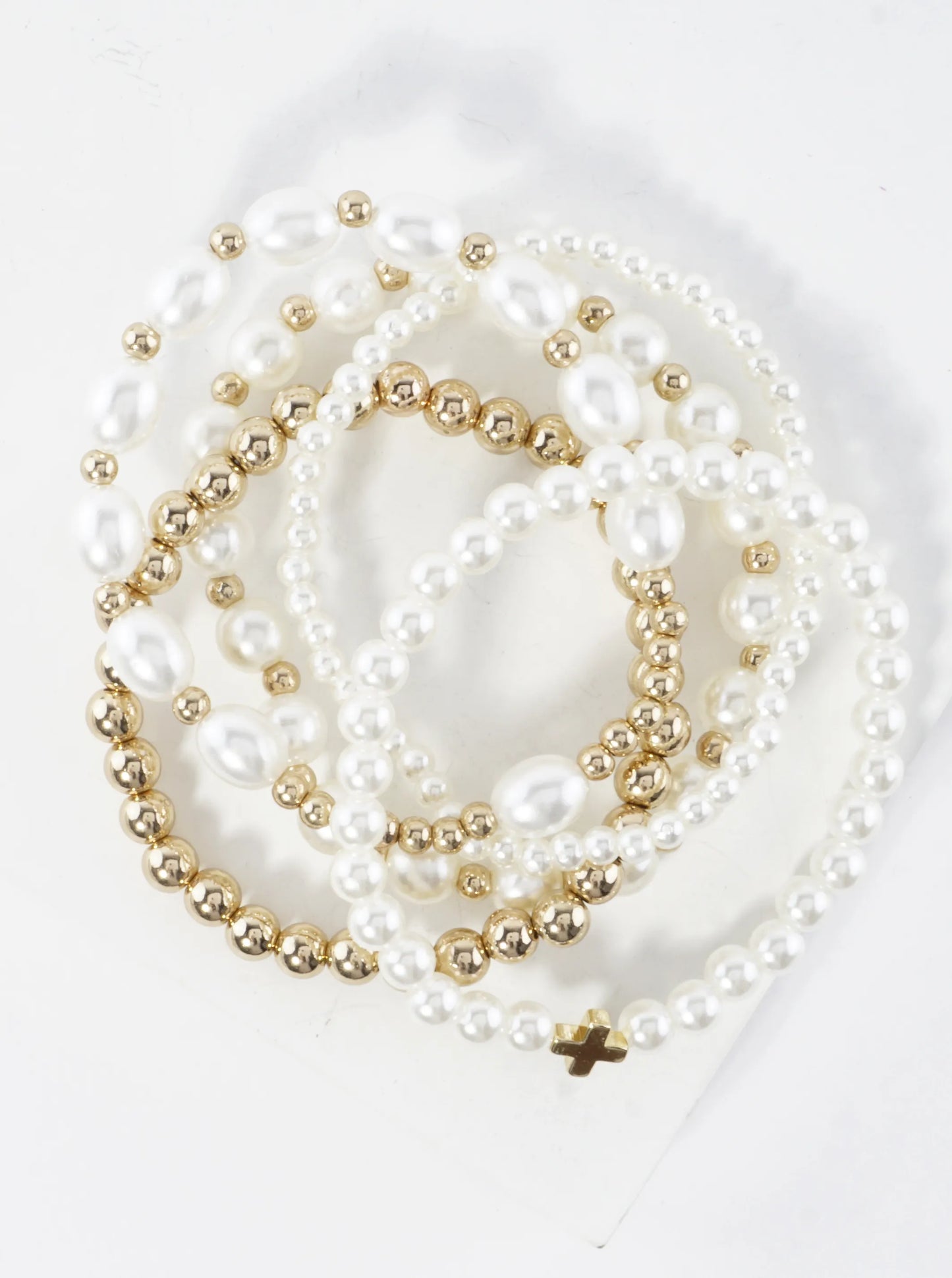 5PC-Set Chunky Metallic Accents Stretch Bracelets
