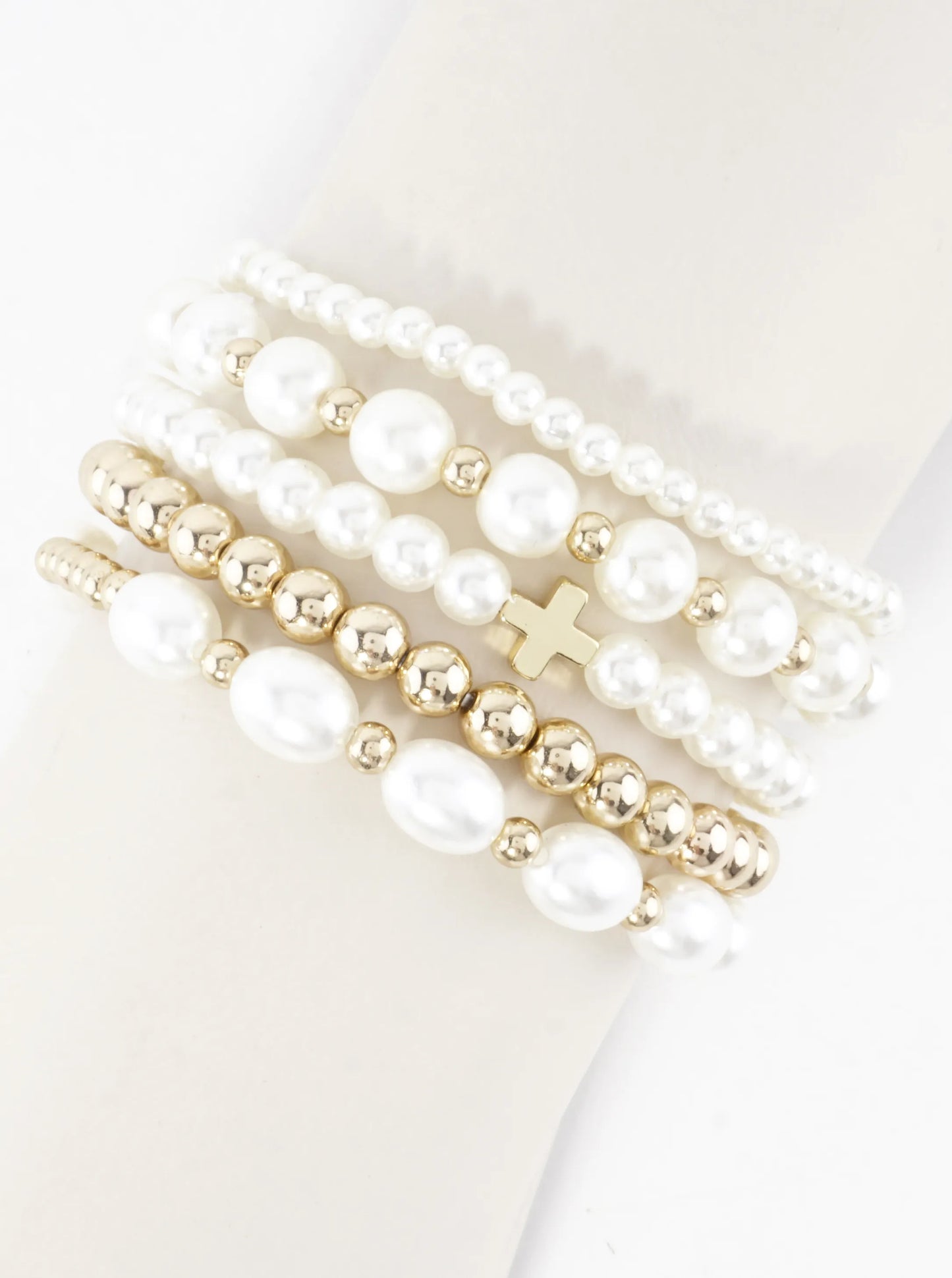 5PC-Set Chunky Metallic Accents Stretch Bracelets