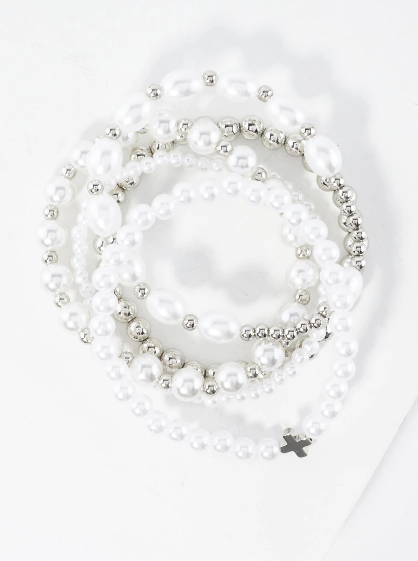5PC-Set Chunky Metallic Accents Stretch Bracelets