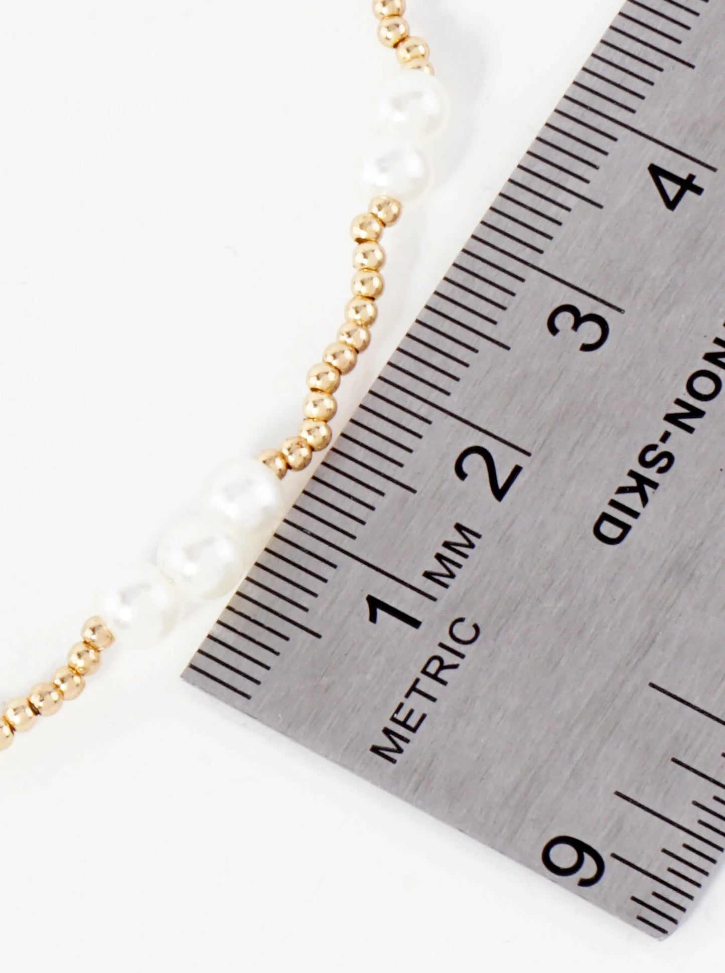 5PC-Set Metallic Beads Pearls Stackable Stretch Bracelets