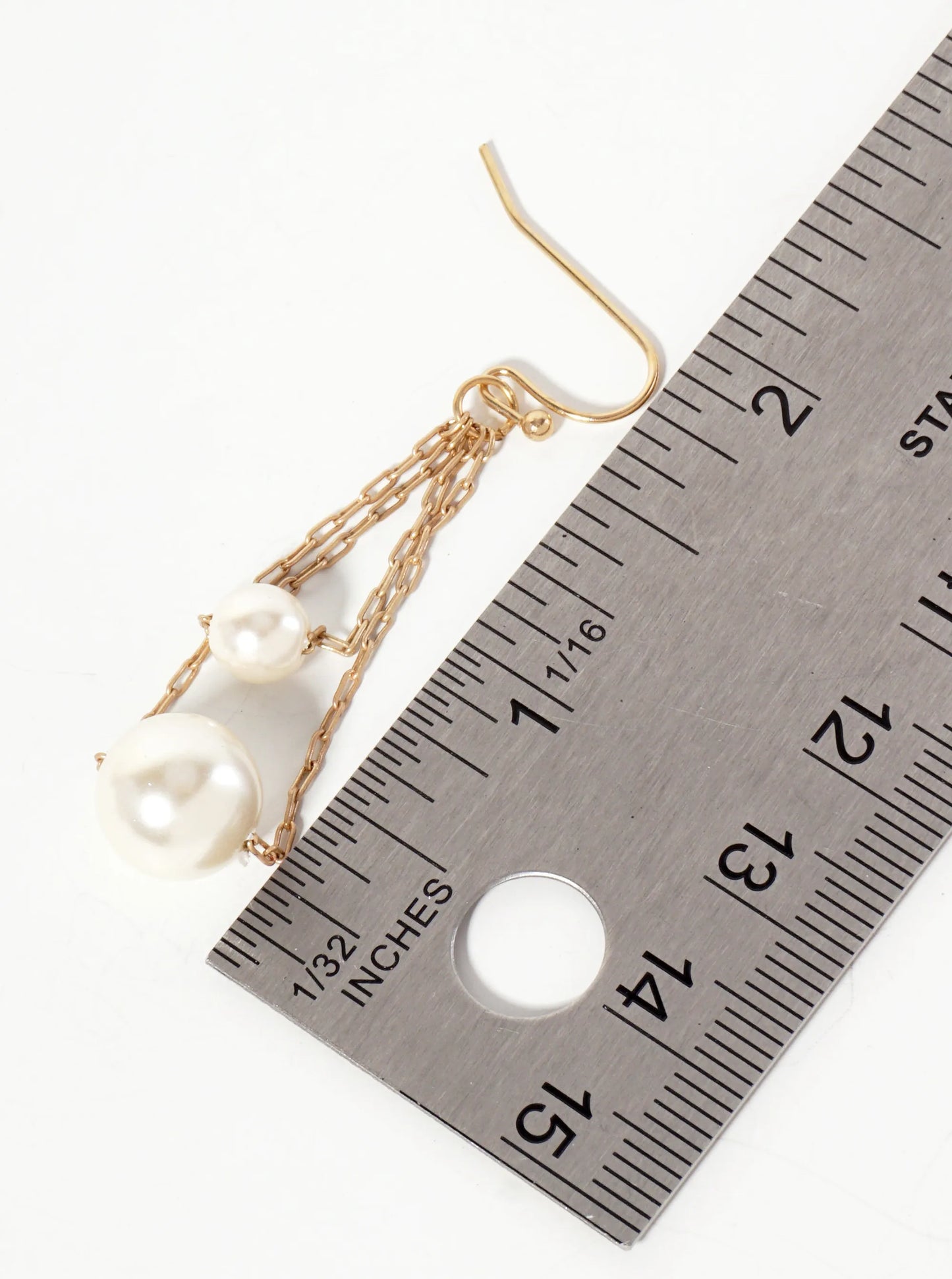 6-10mm Pearl-Bead Layered Chain Drop Dangle Earrings
