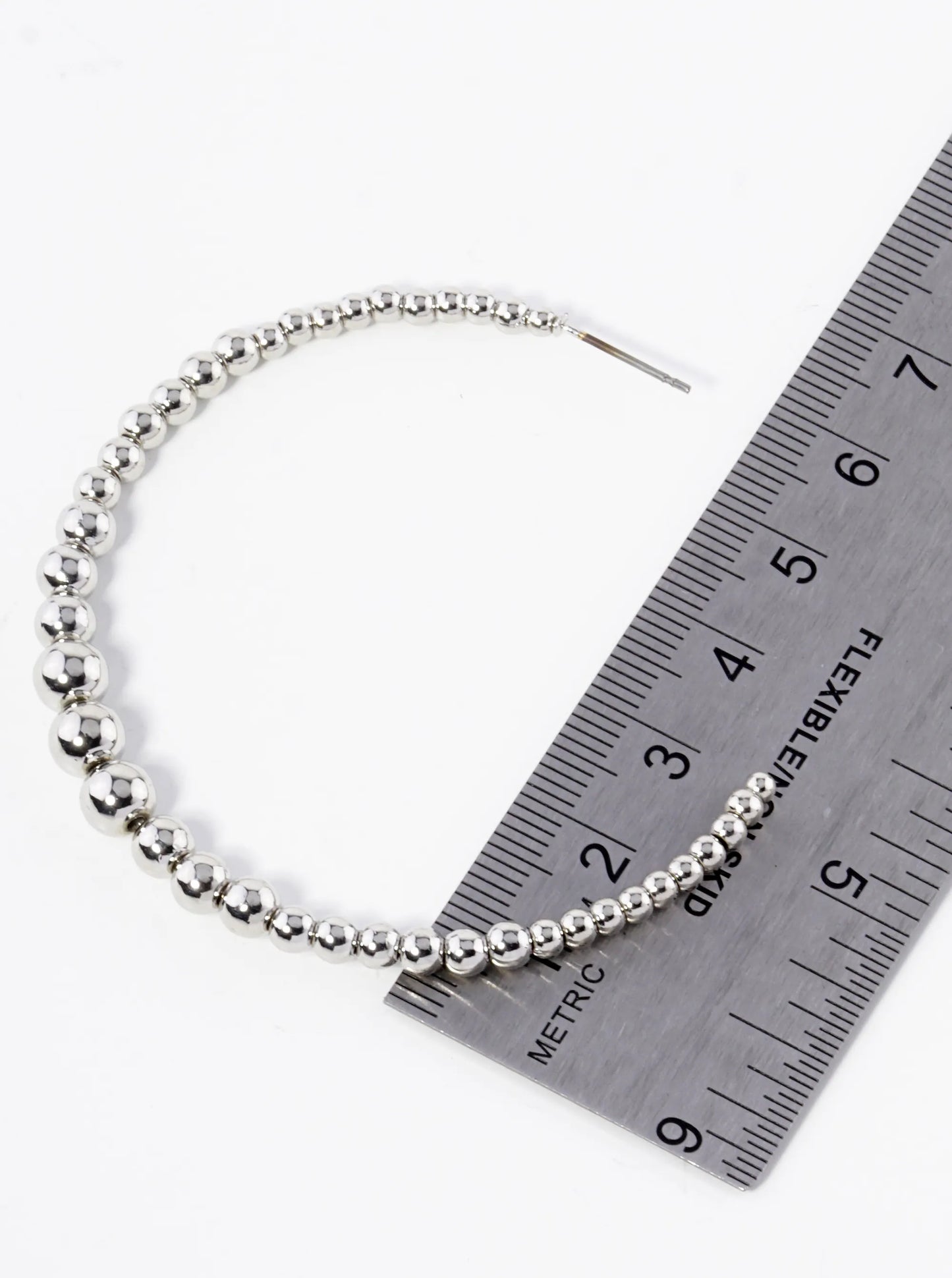 60mm Graduated Metallic Ball Beaded Hoop Earrings