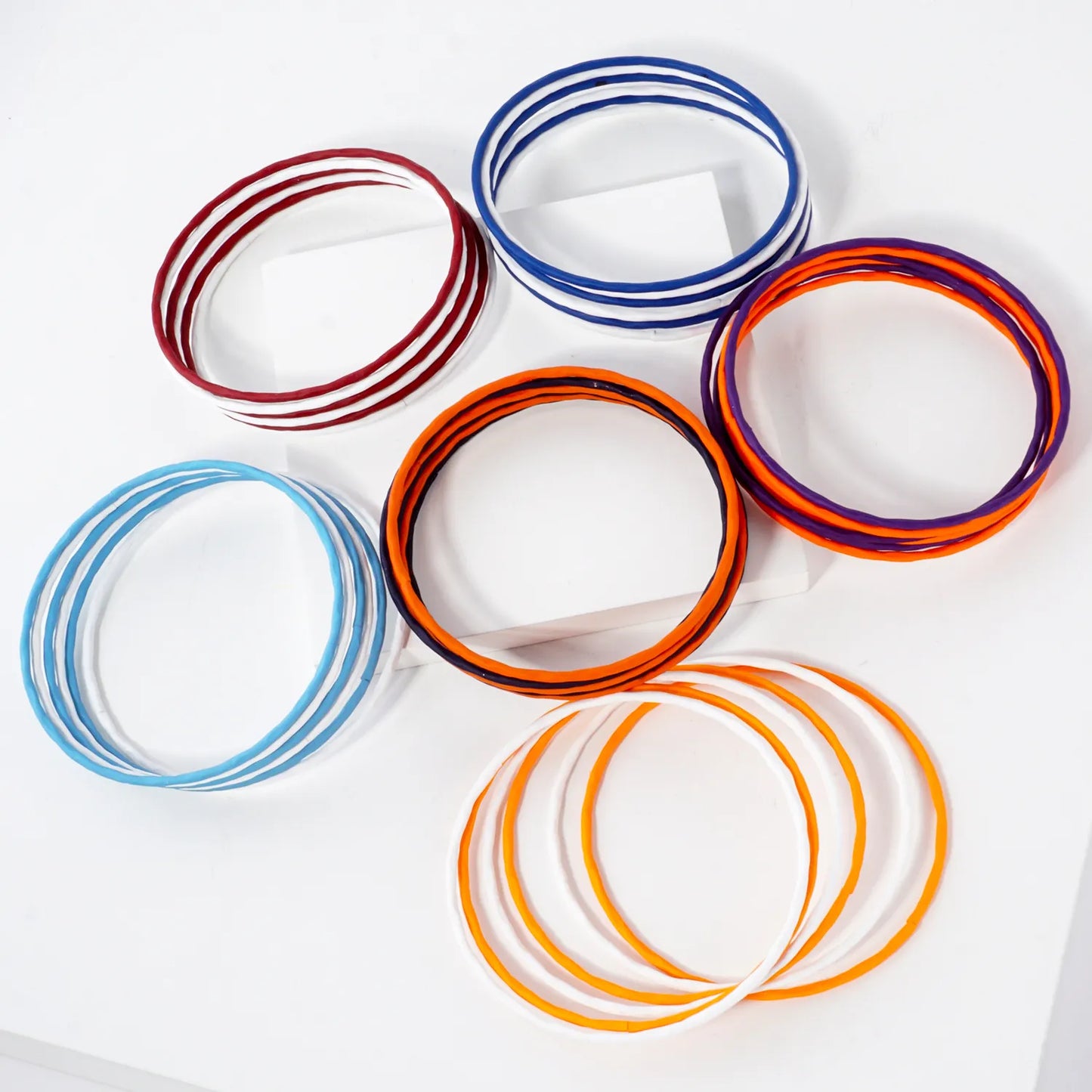 6PC-Set Hammered-Texture Game-Day Bangle Bracelet