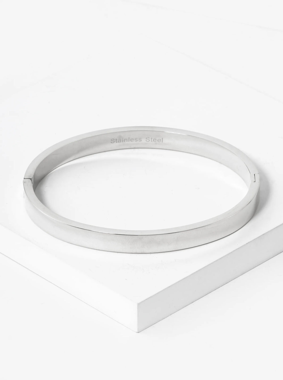 6mm Thick Stainless Steel Plain Open Bangle Bracelet