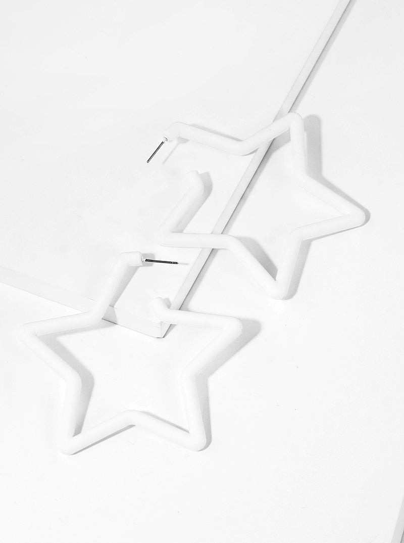 70mm Resin Star Shaped Open Hoop Earrings